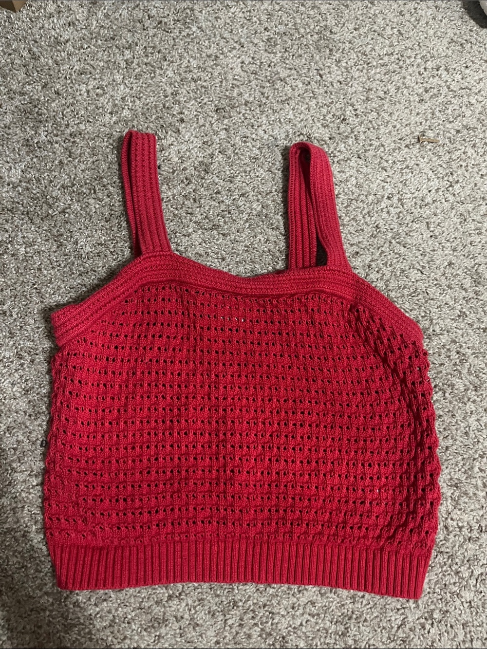Universal Thread Red Crochet Knit Tank Top